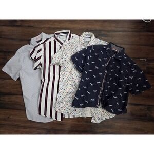 Denim and Flower Lot Of 4 Short Sleeve Button Up Shirts Size Medium Multicolor